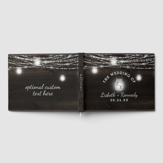 Oak Ridge Rustic Dark Wood & Mason Jars Wedding Gästebuch (Voll)