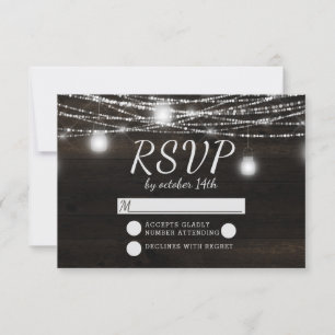 Oak Ridge Rustic Dark Wood Wedding RSVP Reaktion Karte