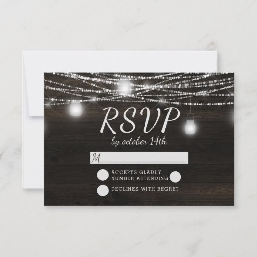 Oak Ridge Rustic Dark Wood Wedding RSVP Reaktion Karte (Vorderseite)