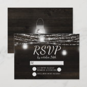 Oak Ridge Rustic Dark Wood Wedding RSVP Reaktion Karte (Vorne/Hinten)