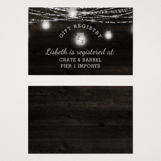 Oak Ridge Rustic Dusche Geschenk Registrierungskar (Vorne & Hinten)