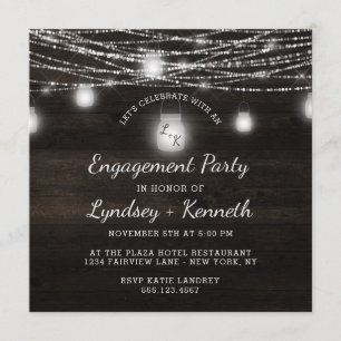 Oak Ridge Rustic Let's Celebrate Engagement Party Einladung