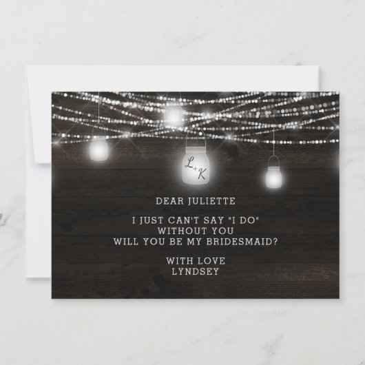 Oak Ridge Rustic Sei meine Bridesmaid Vorschlag Ca (Rückseite)