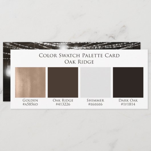 Oak Ridge Rustic Wedding Color Palette Card (Vorne/Hinten)