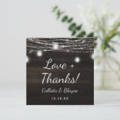 Oak Ridge Rustic Wedding Liebe und Dank Square Dankeskarte (Stehend Vorderseite)