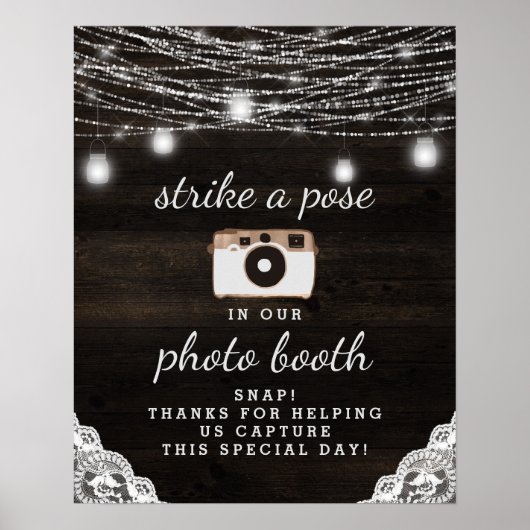 Oak Ridge Rustic Wood Foto Booth Wedding Sign Poster (Vorne)
