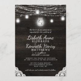 Oak Ridge Rustic Wood Lace & Mason Jars Wedding Einladung