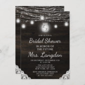 Oak Ridge Rustic Wood & Lace Wedding Brautparty Einladung (Vorne/Hinten)