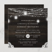 Oak Ridge Rustic Wood & Lace Wedding Square Einladung (Vorne/Hinten)