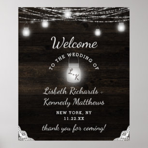 Oak Ridge Rustic Wood & Lace Wedding Welcome Sign Poster