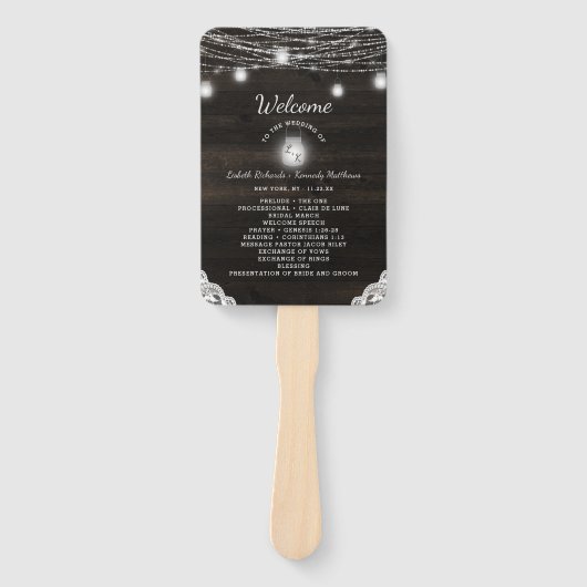 Oak Ridge Rustic Wood Wedding Zeremonie Programm Fächer (Vorderseite)