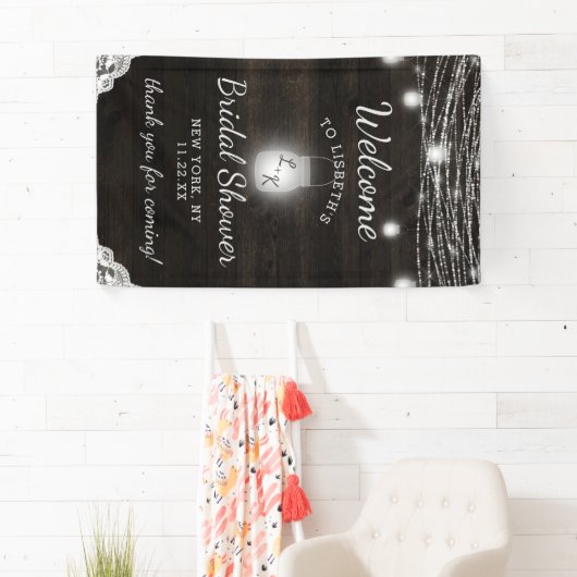 Oak Ridge Rustikales Dunkles Holz Brautparty Willk Banner (Insitu)