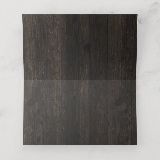 Oak Ridge Rustikales Holz Reserviert Seating Hochz Platzkarte (Innenseite Aufgefaltet)