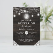 Oak Ridge Rustikales Holz & Spitzen Hochzeitsempfa Einladung (Stehend Vorderseite)