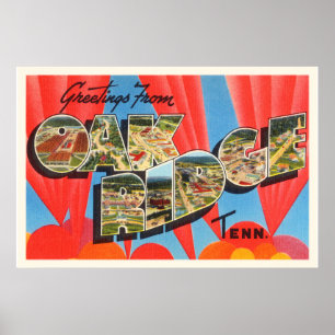 Oak Ridge Tennessee TN alte Vintage Reise-Andenken Poster