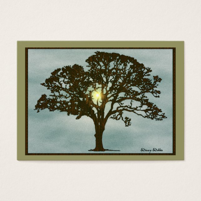 Oak Tree at Sunset Art Card (Vorderseite)