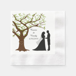 Oak Tree Bride und Groom Napkin Serviette