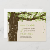Oak Tree EDITABLE FARBE Save the Date Postcard Postkarte (Vorne/Hinten)