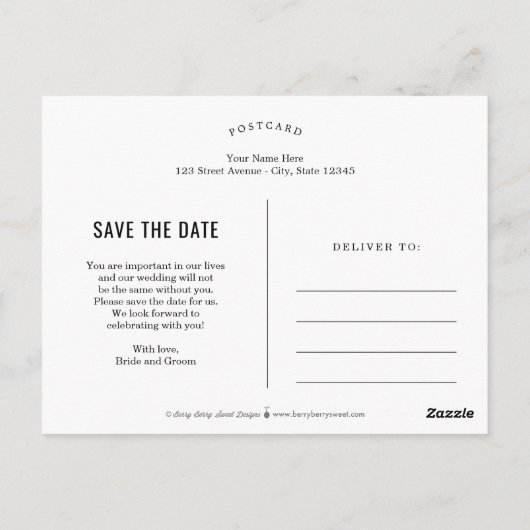 Oak Tree EDITABLE FARBE Save the Date Postcard Postkarte (Rückseite)