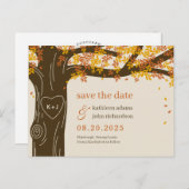Oak Tree EDITABLE FARBE Save the Date Postcard Postkarte (Vorne/Hinten)