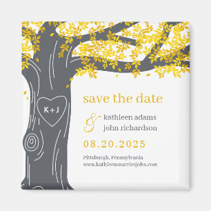 Oak Tree EDITABLE FARBE Speichern Sie das Datum Ma Magnet