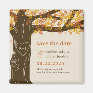 Oak Tree EDITABLE FARBE Speichern Sie das Datum Ma Magnet