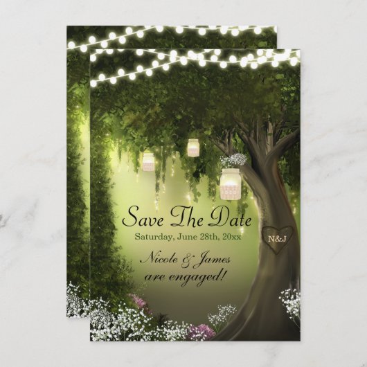 Oak Tree Enchanted Forest Garden Save the Date (Vorne/Hinten)