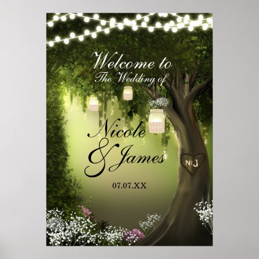 Oak Tree Enchanted Forest Garden Wedding Poster (Vorne)