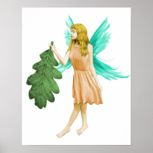 Oak Tree Fairy mit einem Eichenleaf Poster