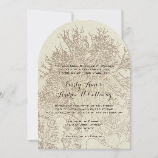 Oak Tree Forest Wedding Einladung (Vorderseite)