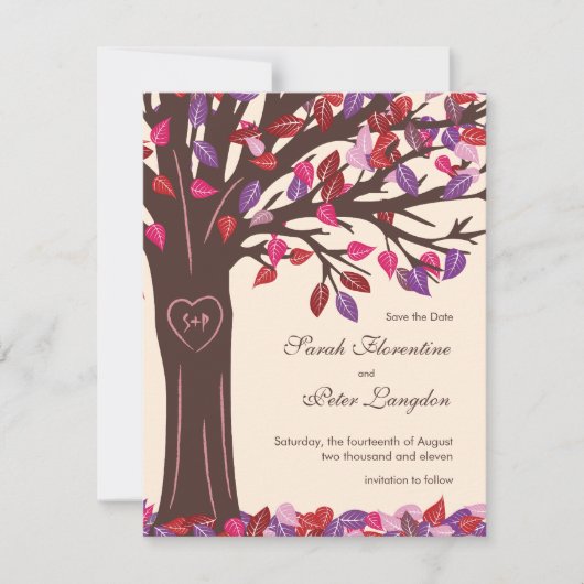 Oak Tree Heart Save the Date Wedding Card (Vorderseite)