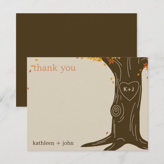 Oak Tree Hochzeit im Herbst Danke Karte (Vorne/Hinten)