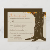 Oak Tree Hochzeit im Herbst RSVP Card mit Menü Sel (Vorne/Hinten)