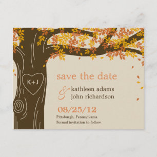 Oak Tree Hochzeit im Herbst Save the Date Karte