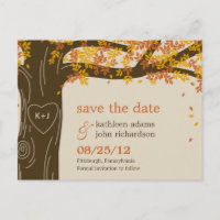Oak Tree Hochzeit im Herbst Save the Date Postkart