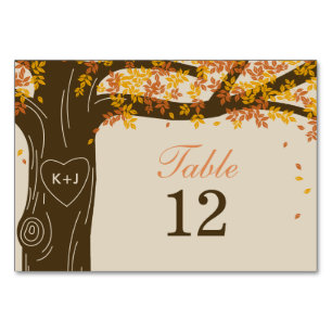Oak Tree Hochzeit im Herbst Tischnummer Card