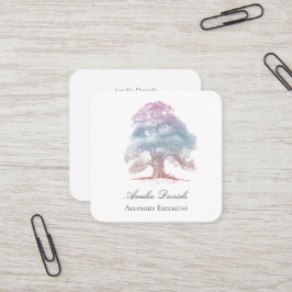 Oak Tree Illustration Business Card Quadratische Visitenkarte