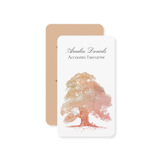 Oak Tree Illustration in Creme Beige Visitenkarte
