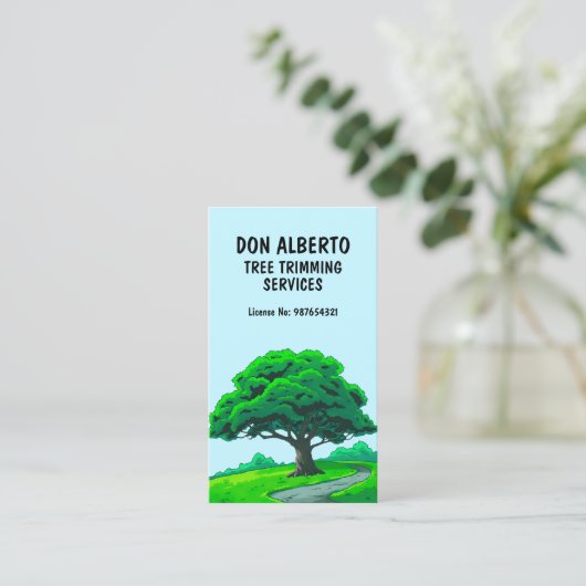 Oak Tree Logo | Custom Tree Trimming Services Visitenkarte (Stehend Vorderseite)