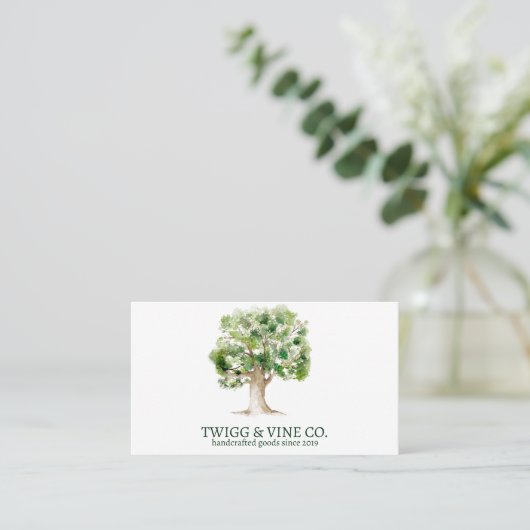 Oak Tree Logo Networking Business Card Visitenkarte (Stehend Vorderseite)