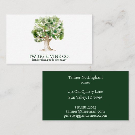 Oak Tree Logo Networking Business Card Visitenkarte (Vorne/Hinten)