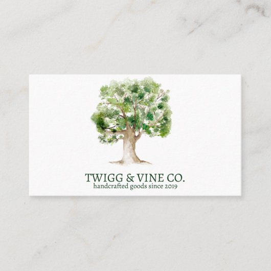 Oak Tree Logo Networking Business Card Visitenkarte (Vorderseite)