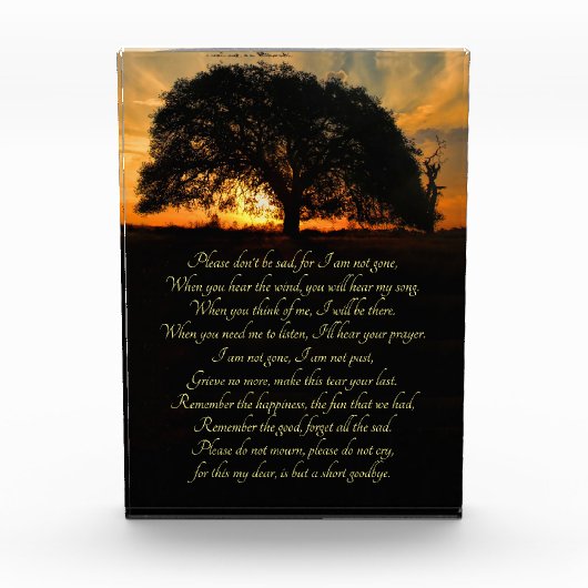 Oak Tree Memorial Tribute Gedicht Fotoblock (Vorderseite)