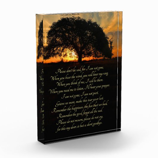 Oak Tree Memorial Tribute Gedicht Fotoblock (Links)