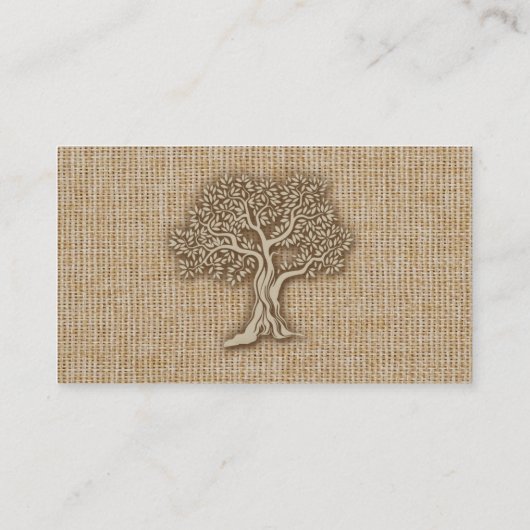 Oak Tree on Burlap Wedding Platzkarten (Rückseite)