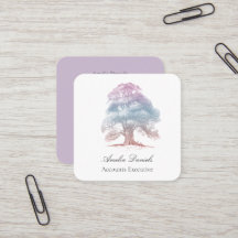 Oak Tree on Lilac Illustration Business Card