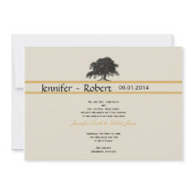 Oak Tree Plantation in Gold Hochzeit Einladung