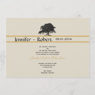 Oak Tree Plantation in Gold Hochzeit Einladung