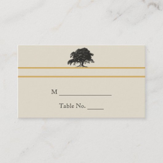 Oak Tree Plantation in Gold Hochzeiten Platzkarten (Vorderseite)