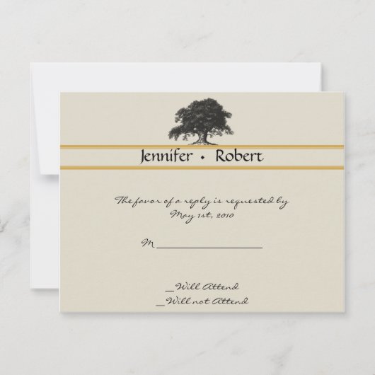 Oak Tree Plantation in Gold RSVP Karte (Vorderseite)
